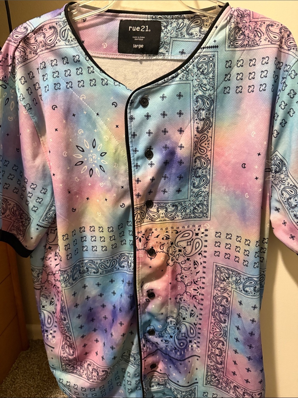 Rue21 Pastel Tie-Dye Bandana Baseball Jersey in Pink, Blue, Purple